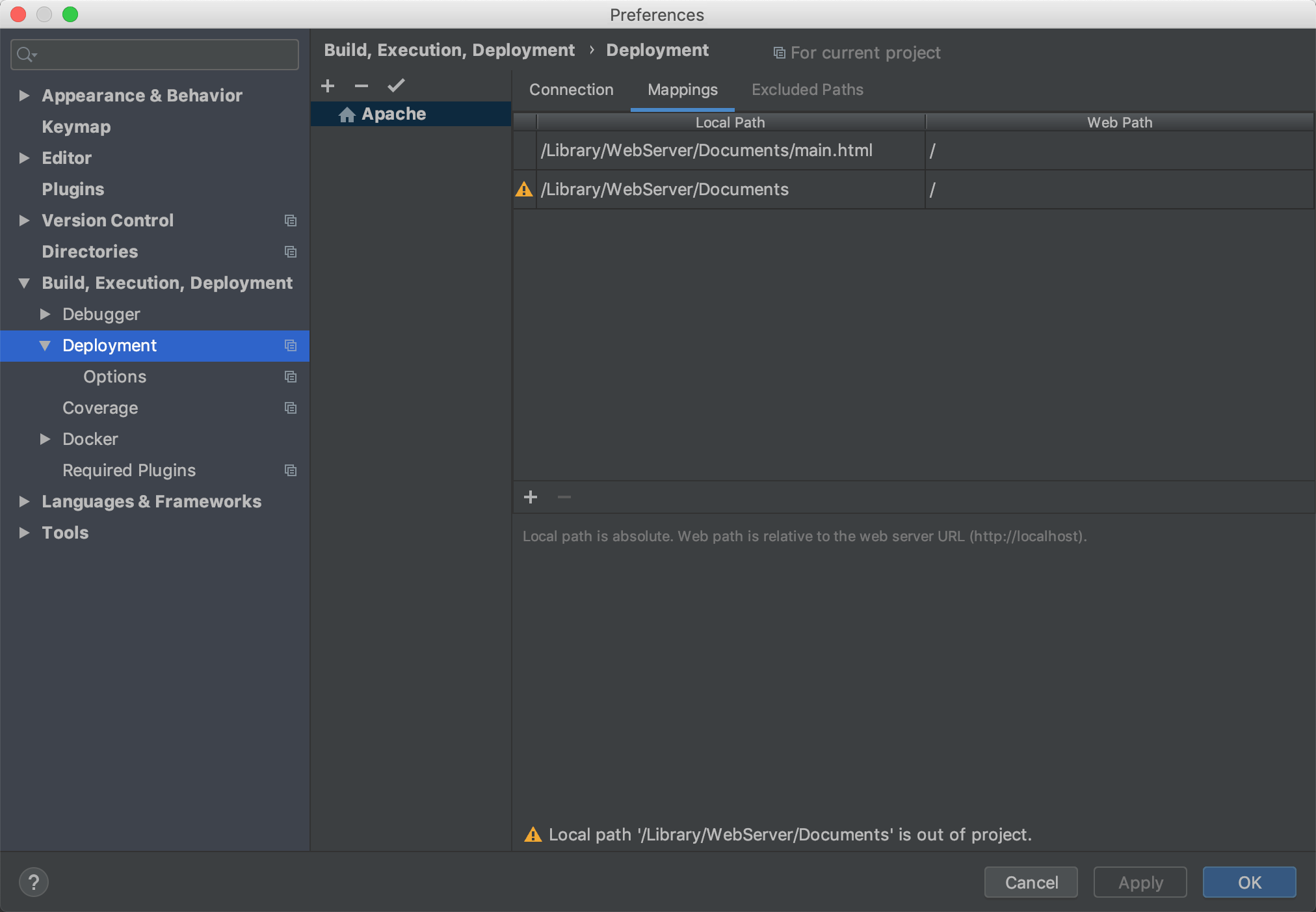 配置phpstorm-deployment-mapping
